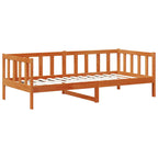 Sofá cama con cabecera 3 pcs Marrón cera Madera de Pino Macizo