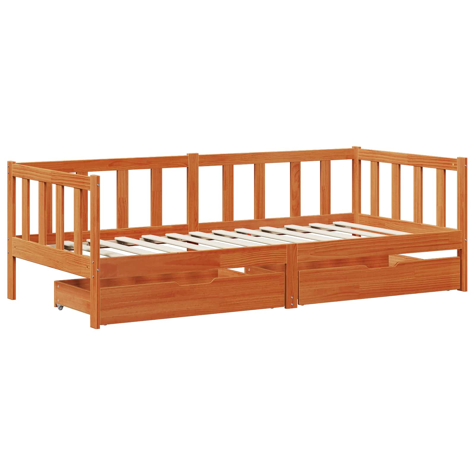 Sofá cama con cabecera 3 pcs Marrón cera Madera de Pino Macizo