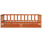 Sofá cama con cabecera 3 pcs Marrón cera Madera de Pino Macizo