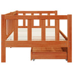 Sofá cama con cabecera 3 pcs Marrón cera Madera de Pino Macizo