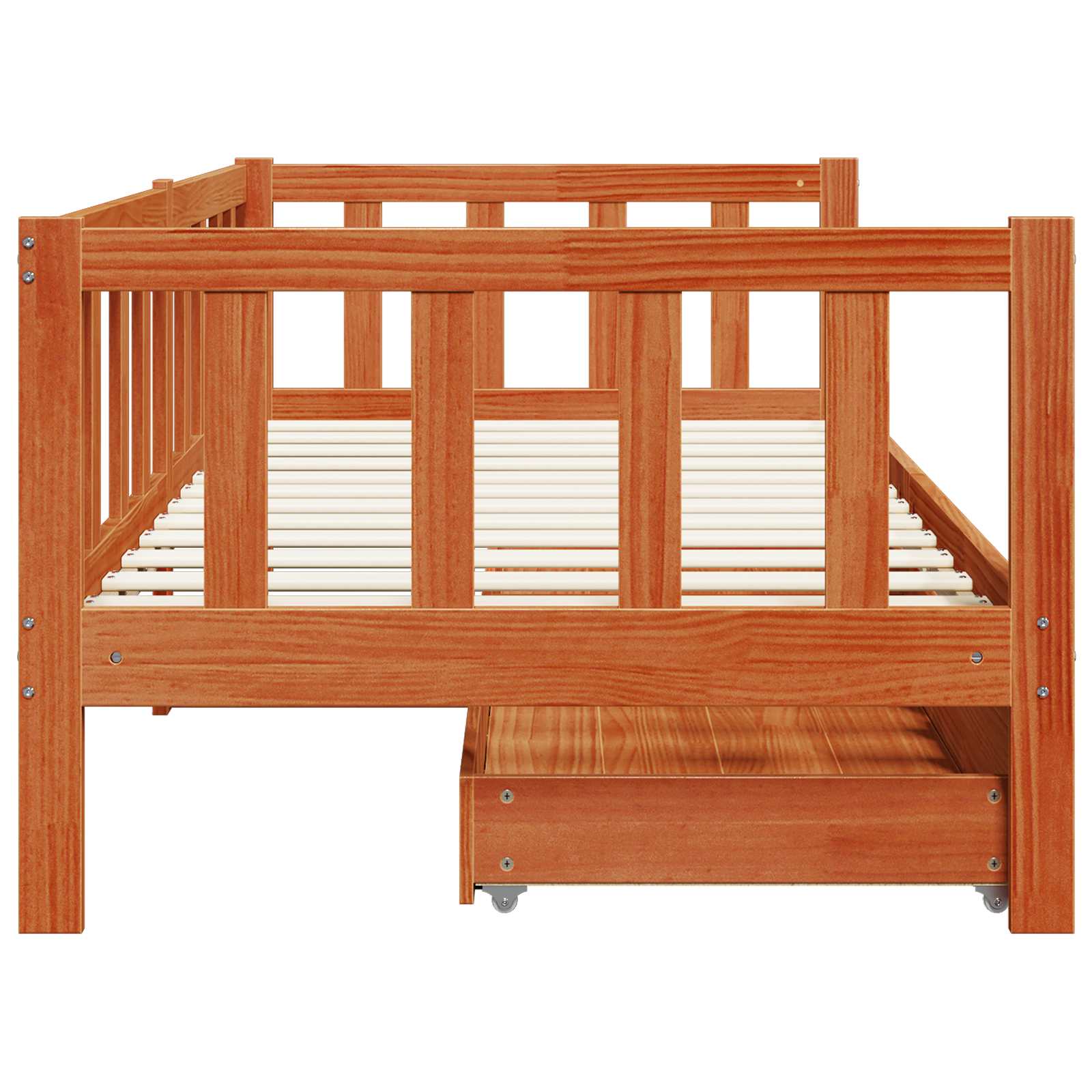 Sofá cama con cabecera 3 pcs Marrón cera Madera de Pino Macizo