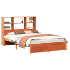 Estrutura de Cama com Cabeceira de Armazenamento Marrom Cera