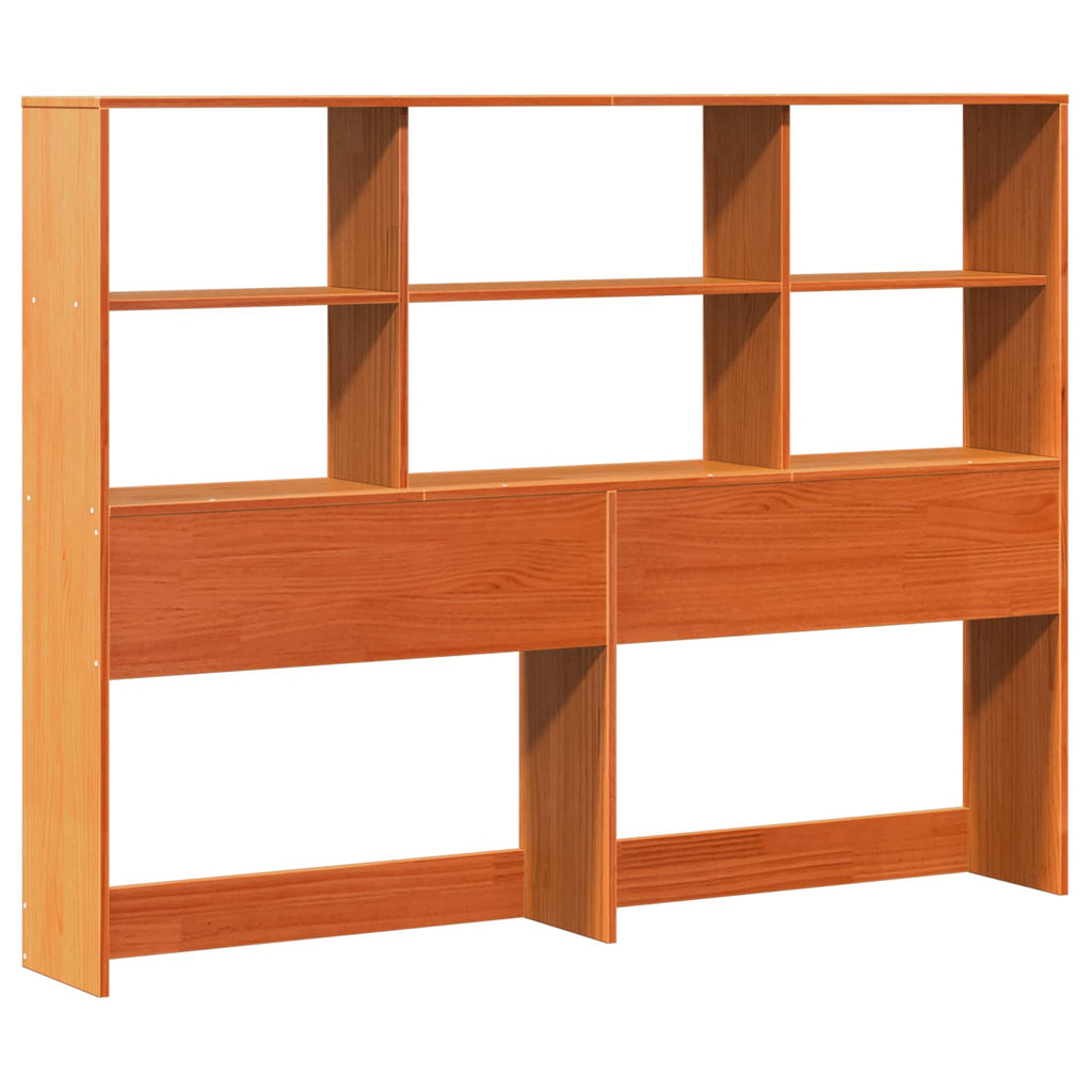 Estrutura de Cama com Cabeceira de Armazenamento Marrom Cera