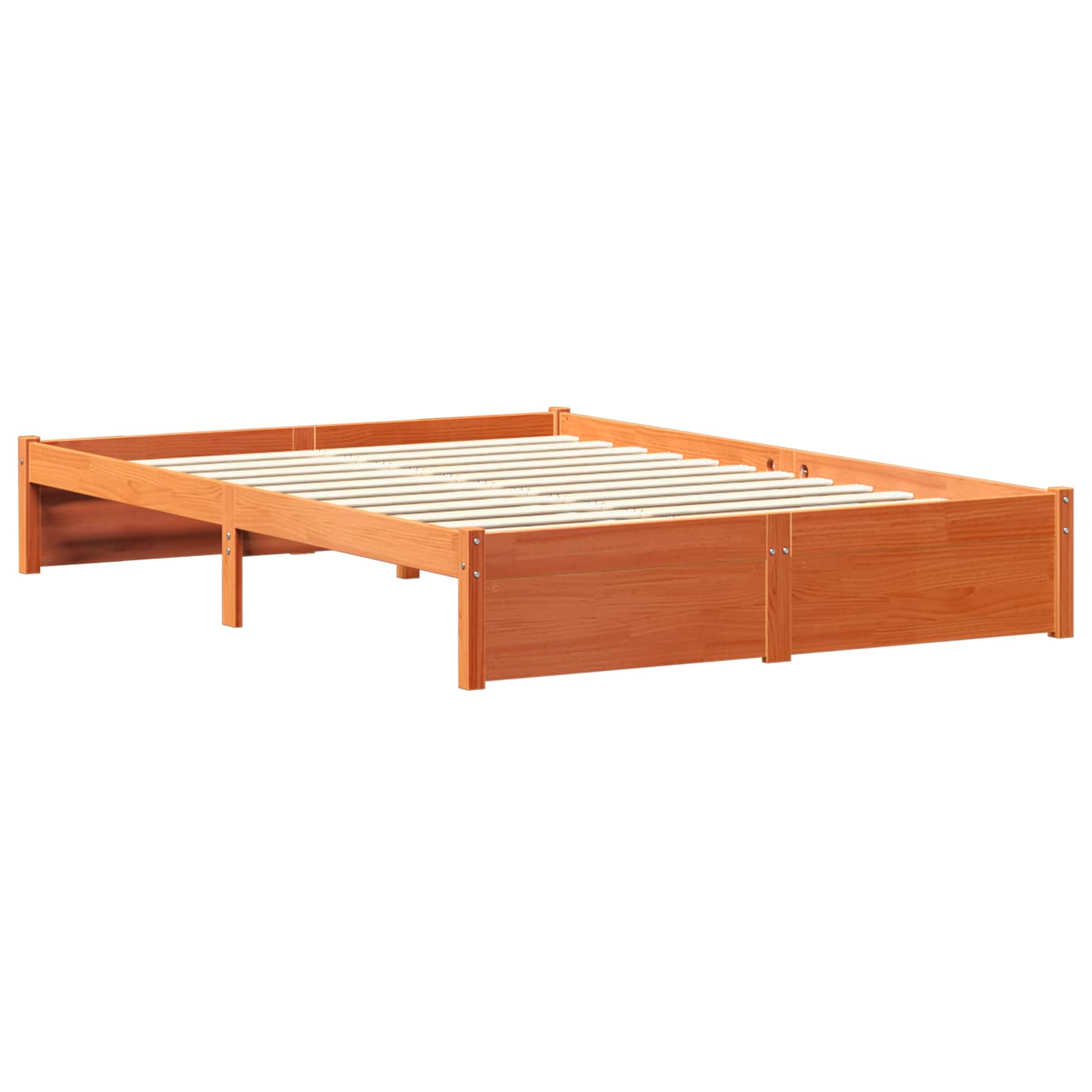 Estrutura de Cama com Cabeceira de Armazenamento Marrom Cera
