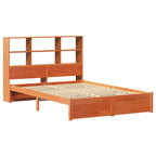Estrutura de Cama com Cabeceira de Armazenamento Marrom Cera