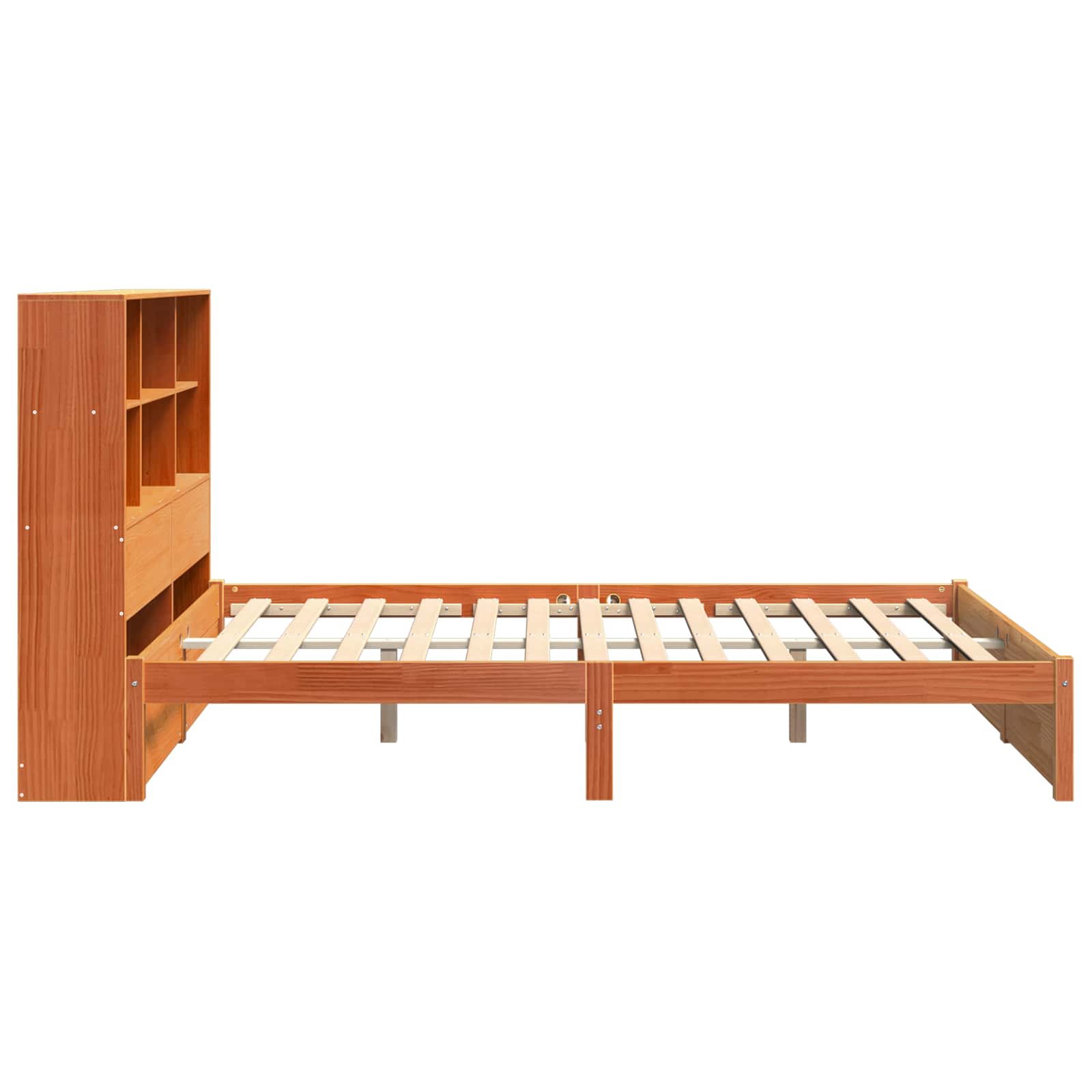 Estrutura de Cama com Cabeceira de Armazenamento Marrom Cera