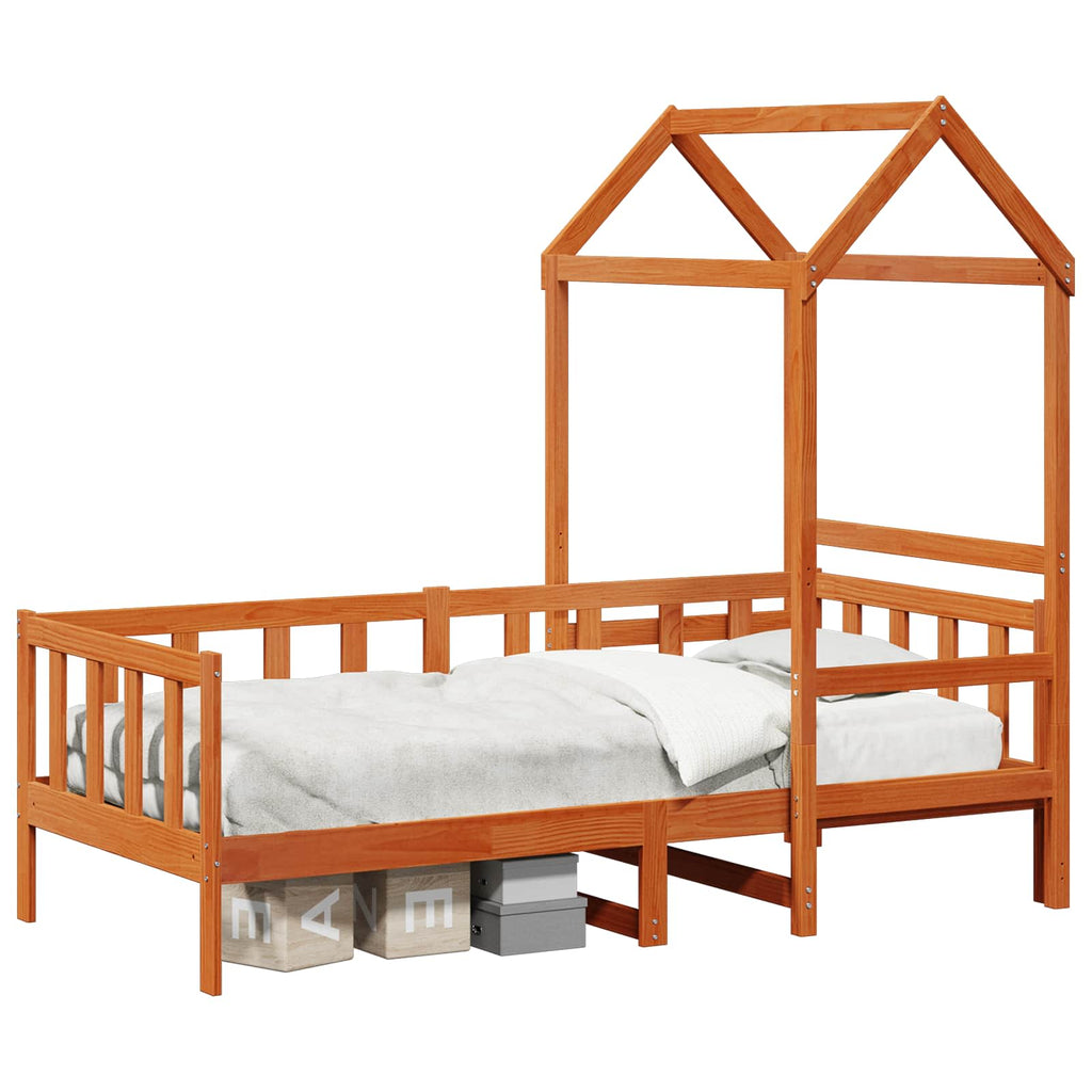 Juego de Cama de Día 2 pcs Marrón cera Madera de pino macizo