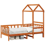 Juego de Cama de Día 2 pcs Marrón cera Madera de pino macizo