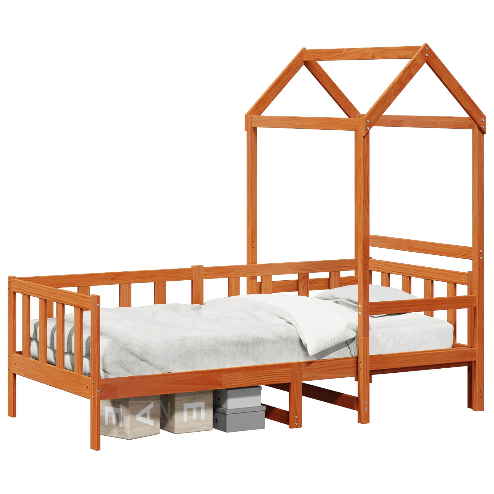 Juego de Cama de Día 2 pcs Marrón cera Madera de pino macizo