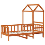 Juego de Cama de Día 2 pcs Marrón cera Madera de pino macizo