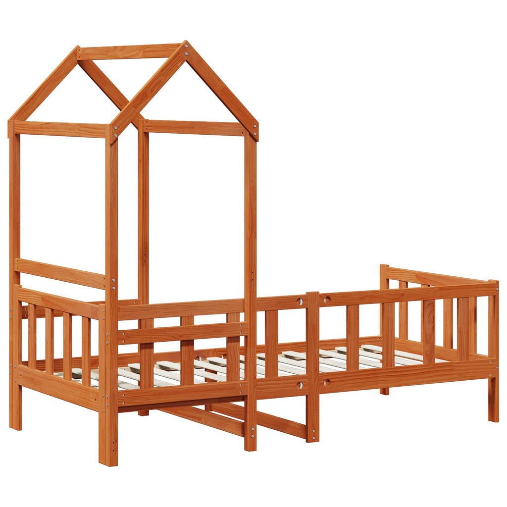 Juego de Cama de Día 2 pcs Marrón cera Madera de pino macizo