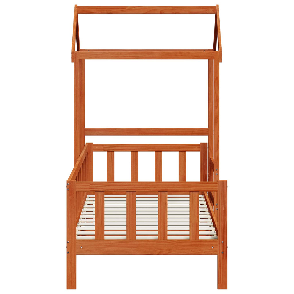 Juego de Cama de Día 2 pcs Marrón cera Madera de pino macizo