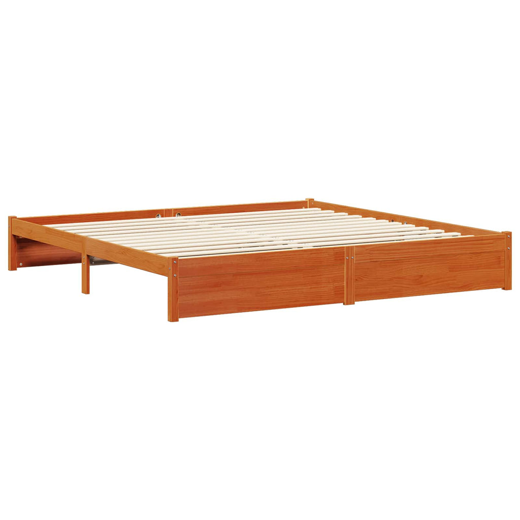 Estructura de cama 2 pcs Marrón cera Madera de Pino Macizo