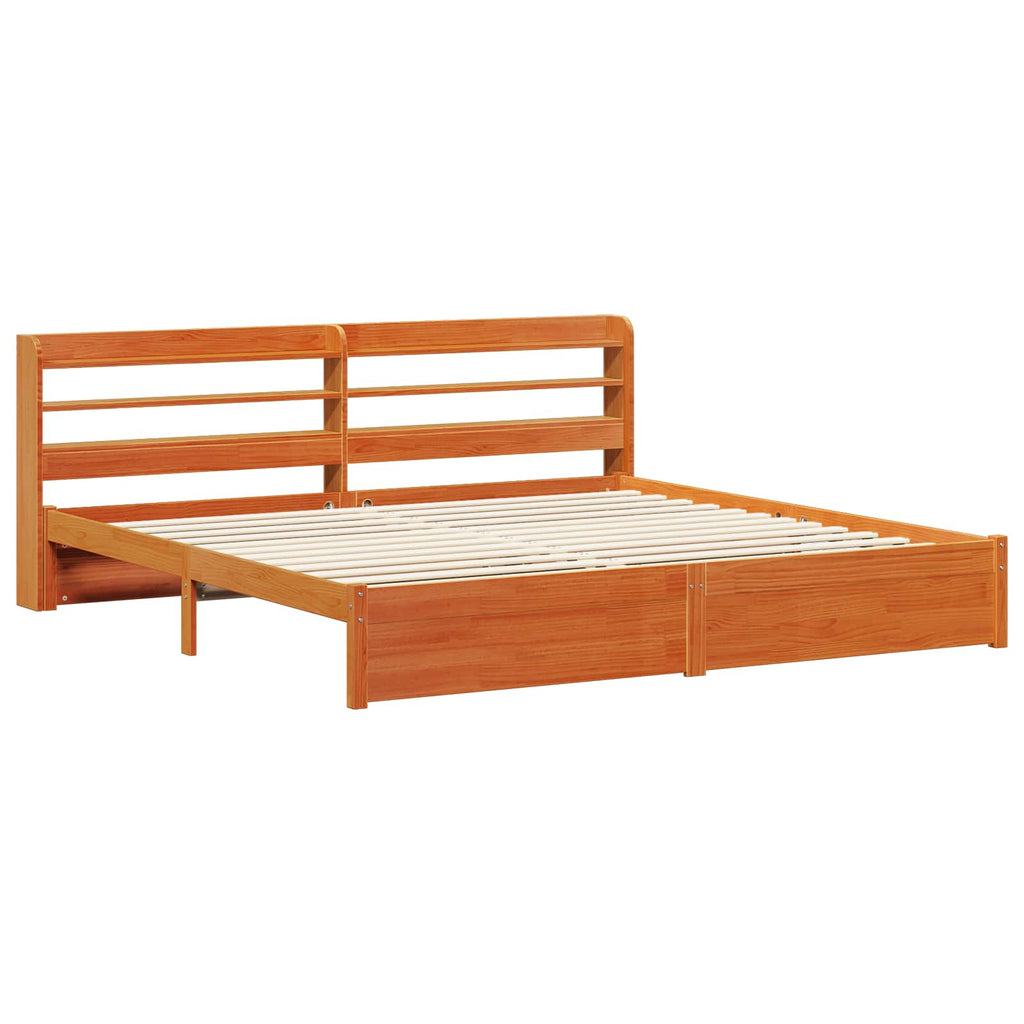 Estructura de cama 2 pcs Marrón cera Madera de Pino Macizo