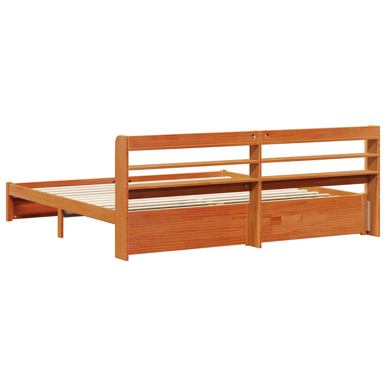Estructura de cama 2 pcs Marrón cera Madera de Pino Macizo