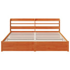 Estructura de cama 2 pcs Marrón cera Madera de Pino Macizo