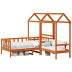 Juego de Cama de Día 3 pcs Marrón Cera Pino macizo