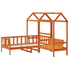 Juego de Cama de Día 3 pcs Marrón Cera Pino macizo