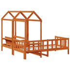 Juego de Cama de Día 3 pcs Marrón Cera Pino macizo