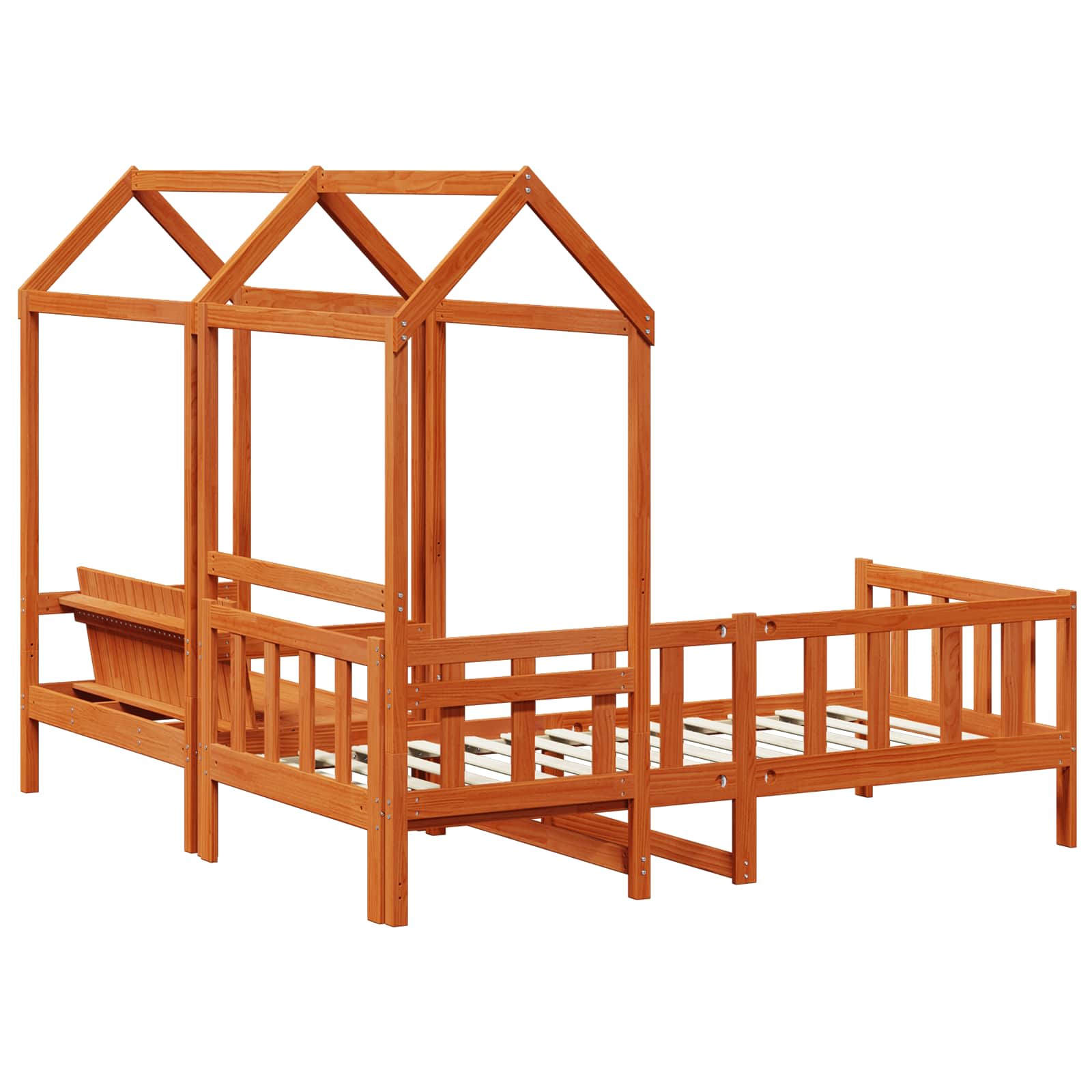 Juego de Cama de Día 3 pcs Marrón Cera Pino macizo