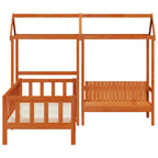 Juego de Cama de Día 3 pcs Marrón Cera Pino macizo