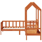 Juego de Cama de Día 3 pcs Marrón Cera Pino macizo