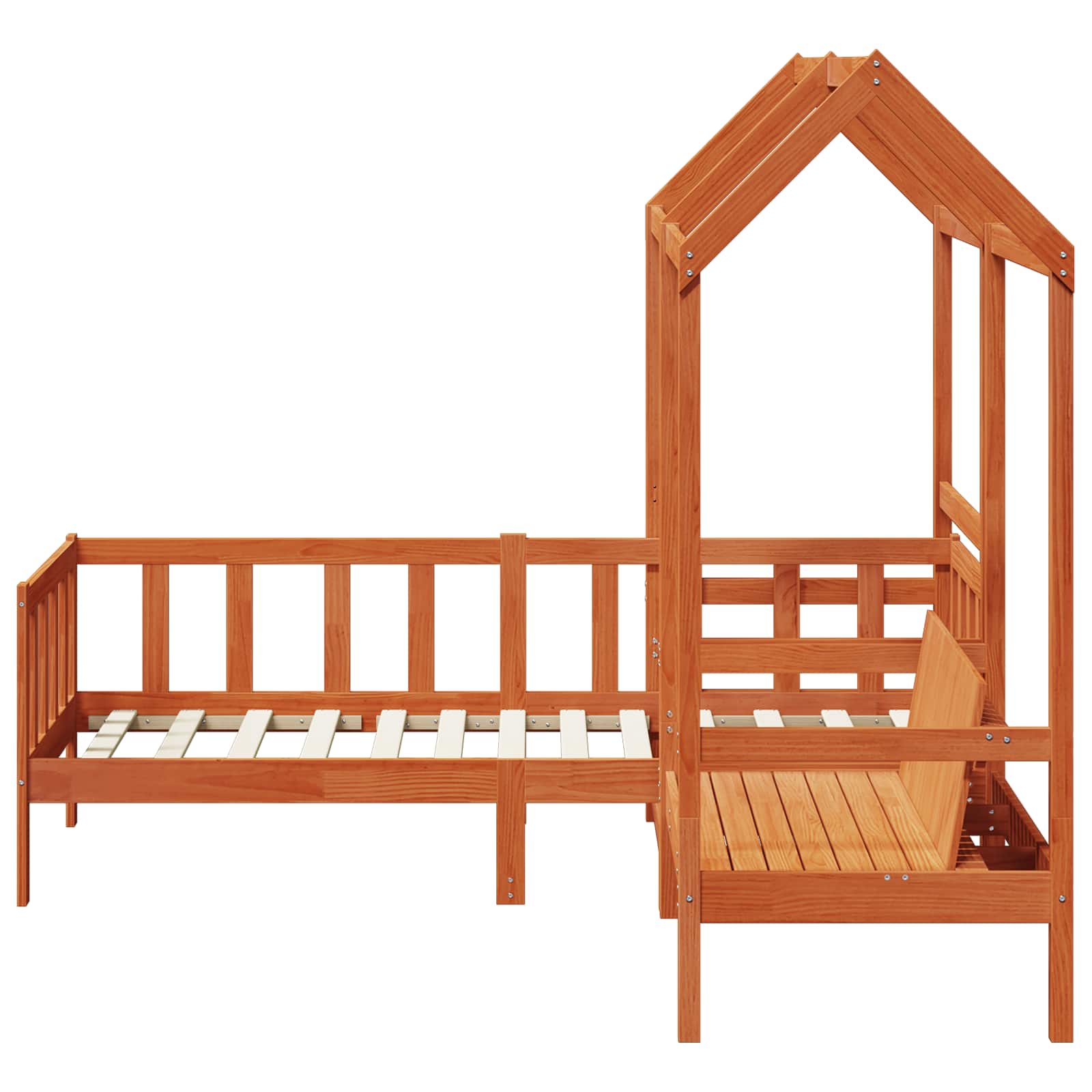 Juego de Cama de Día 3 pcs Marrón Cera Pino macizo