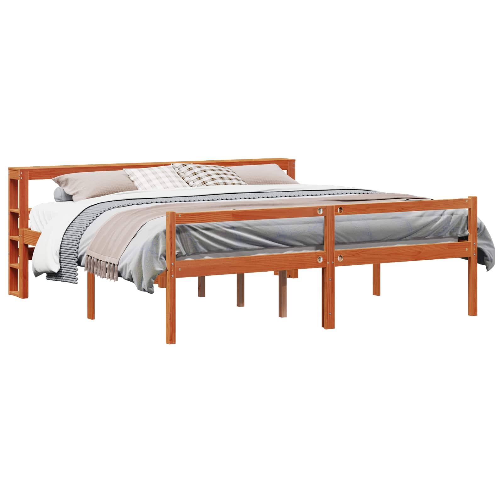 Estructura de cama 2 pcs Marrón cera Madera de Pino Macizo