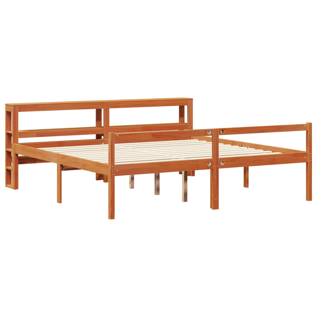 Estructura de cama 2 pcs Marrón cera Madera de Pino Macizo