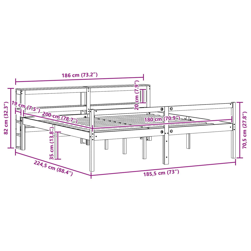Estructura de cama 2 pcs Marrón cera Madera de Pino Macizo