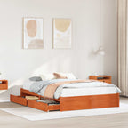 Estructura de cama 3 pcs Marrón cera Madera de Pino Macizo