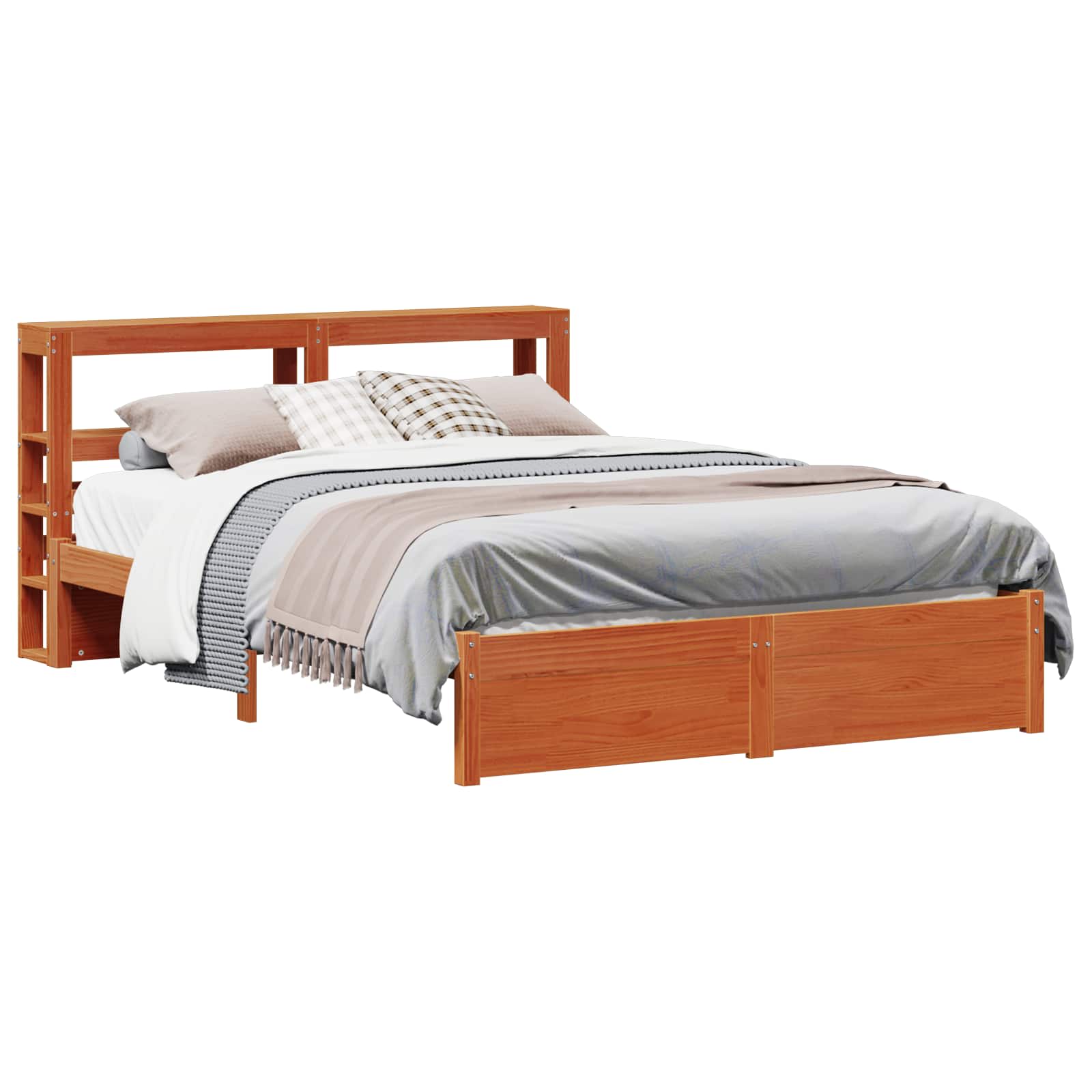 Estructura de cama con cabecera Marrón cera 140 x 200 cm