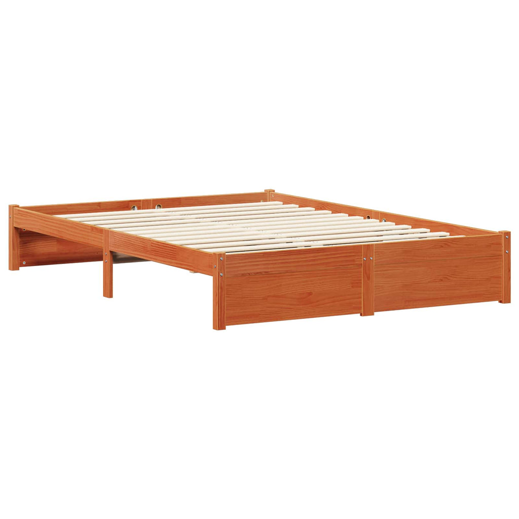 Estructura de cama con cabecera Marrón cera 140 x 200 cm