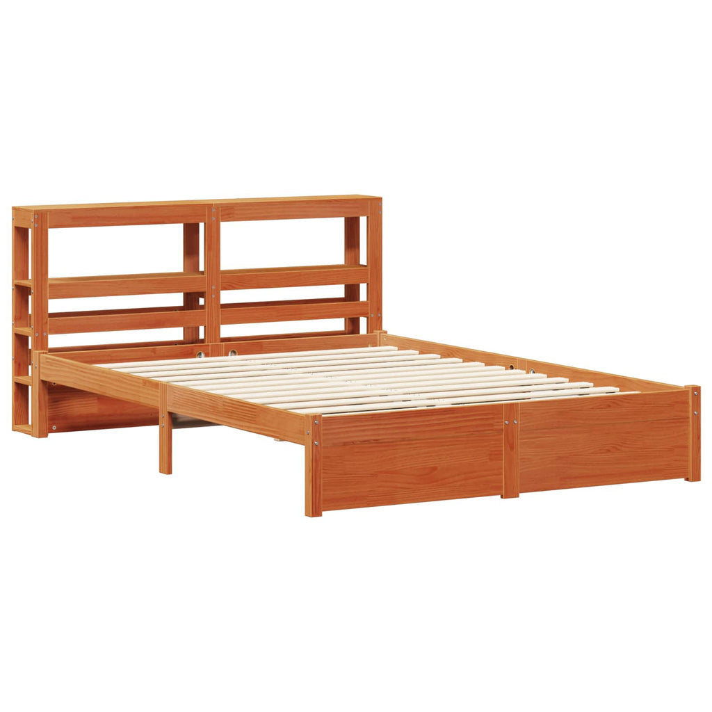 Estructura de cama con cabecera Marrón cera 140 x 200 cm