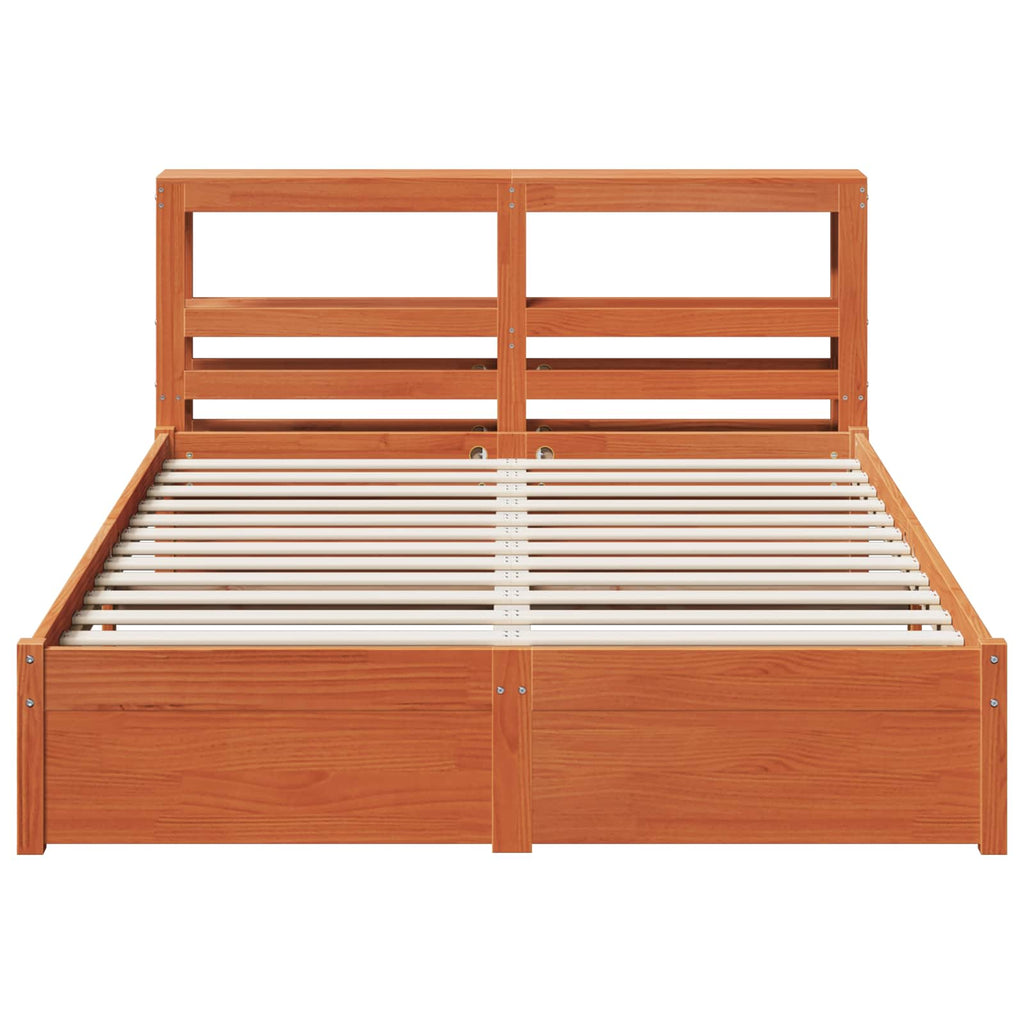 Estructura de cama con cabecera Marrón cera 140 x 200 cm