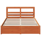 Estructura de cama con cabecera Marrón cera 140 x 200 cm