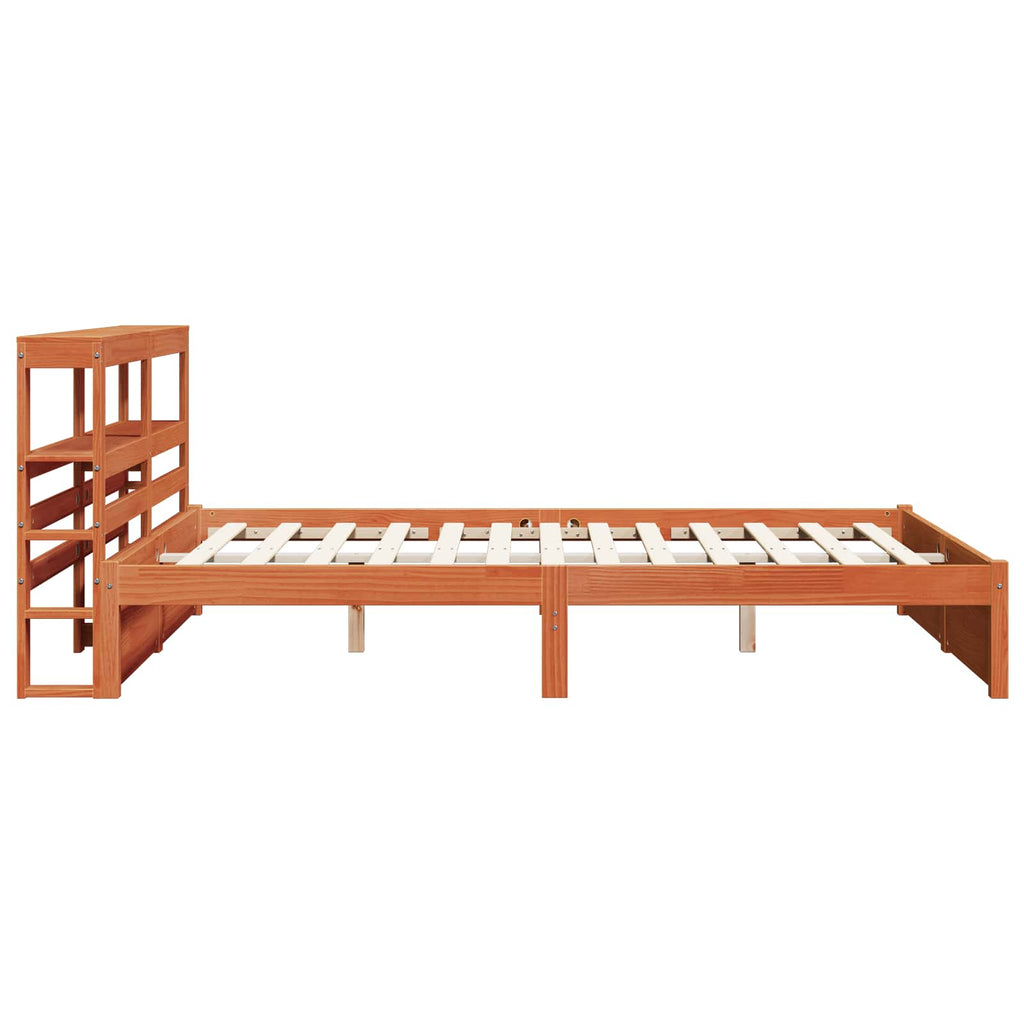 Estructura de cama con cabecera Marrón cera 140 x 200 cm