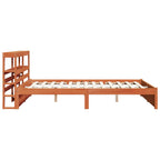 Estructura de cama con cabecera Marrón cera 140 x 200 cm
