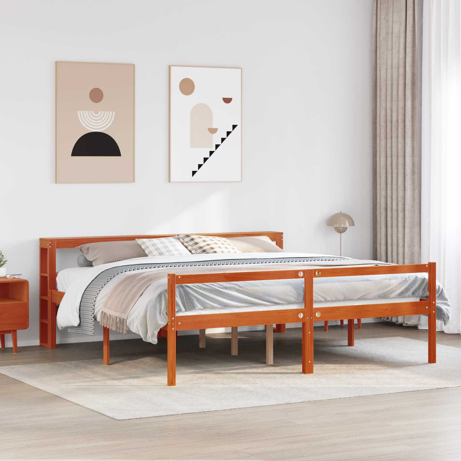 Estrutura de cama 2 unidades Castanho-cera Madeira de Pinheiro Maciço