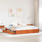 Estructura de cama 3 pcs Marrón cera Madera de Pino Macizo