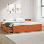 Estructura de cama con cajón con rueda Marrón cera 200 x 200 cm