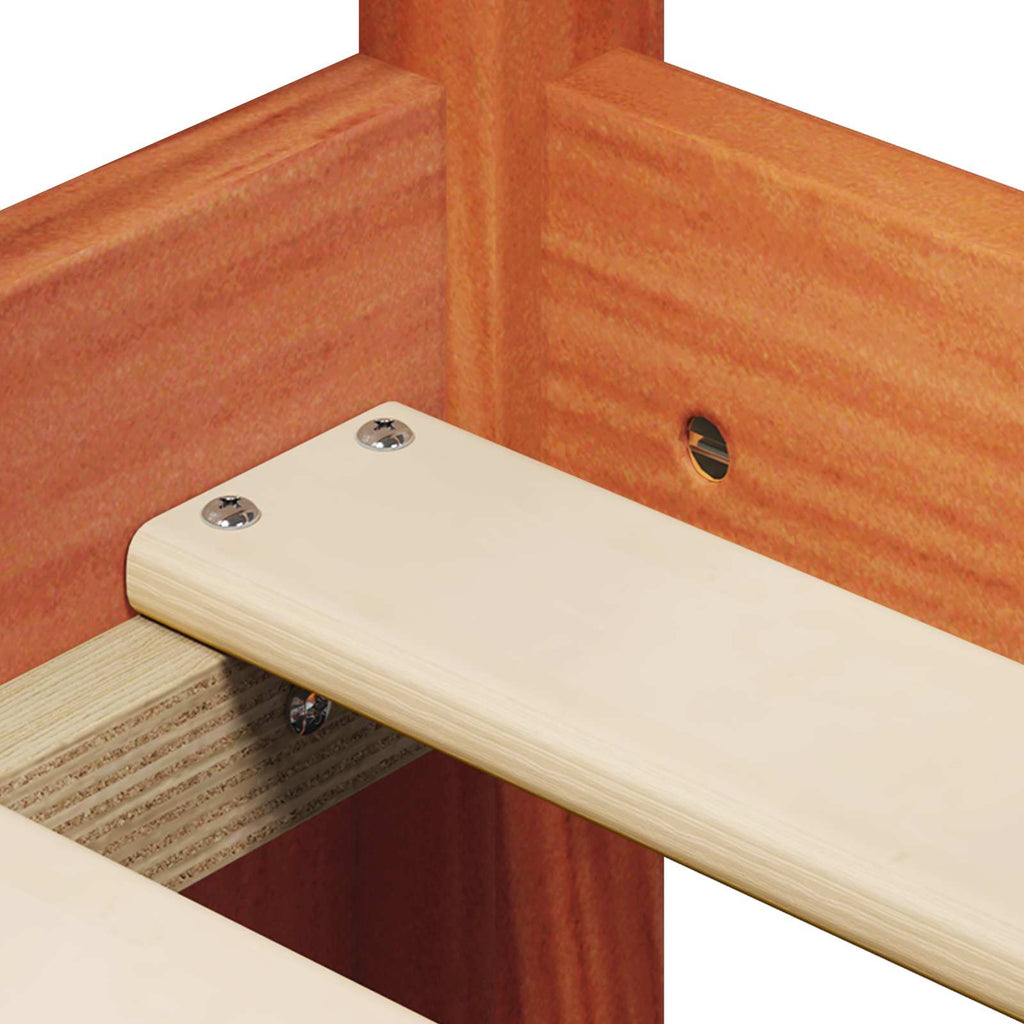 Cama día con cabecera 3 pcs Marrón cera Madera de Pino Macizo