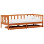 Cama día con cabecera 3 pcs Marrón cera Madera de Pino Macizo