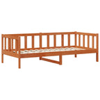 Cama día con cabecera 3 pcs Marrón cera Madera de Pino Macizo