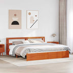 Estructura de cama con cabecera Marrón cera 140 x 200 cm