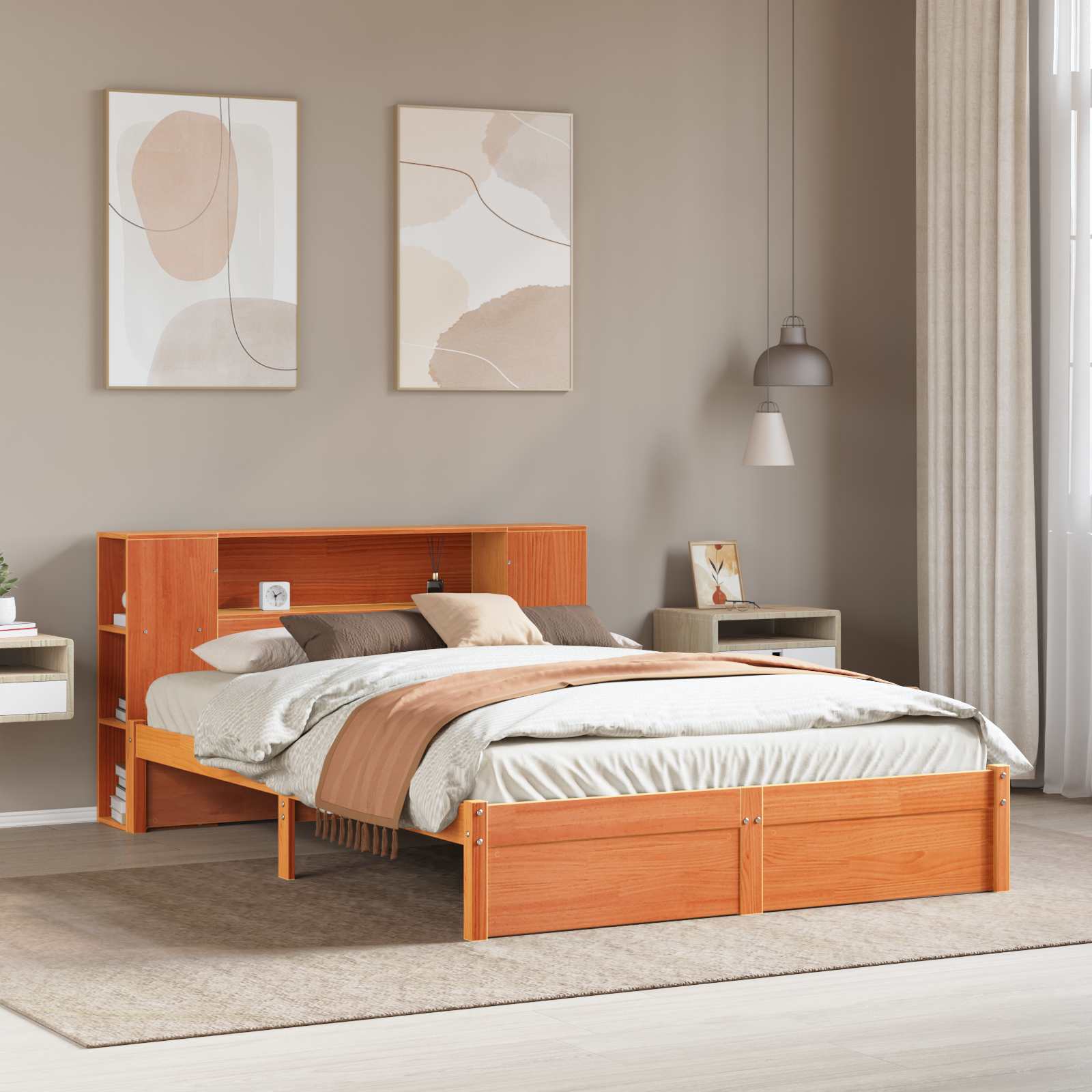 Estrutura de cama com cabeceira Cinzento-escuro 180 x 200 cm Tecido