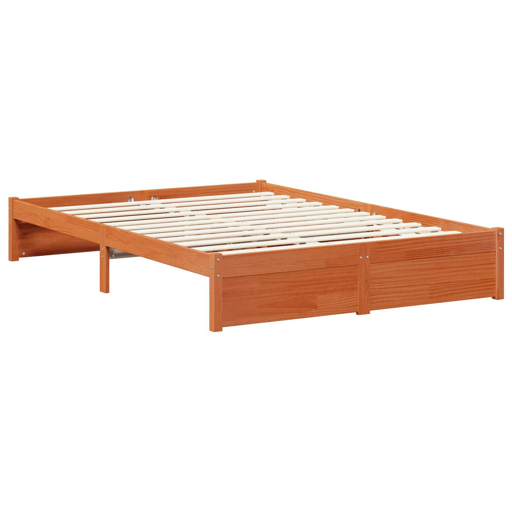 Estructura de cama 3 pcs Marrón cera Madera de Pino Macizo