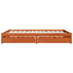 Estructura de cama 3 pcs Marrón cera Madera de Pino Macizo