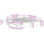 Estructura de cama 3 pcs Marrón cera Madera de Pino Macizo