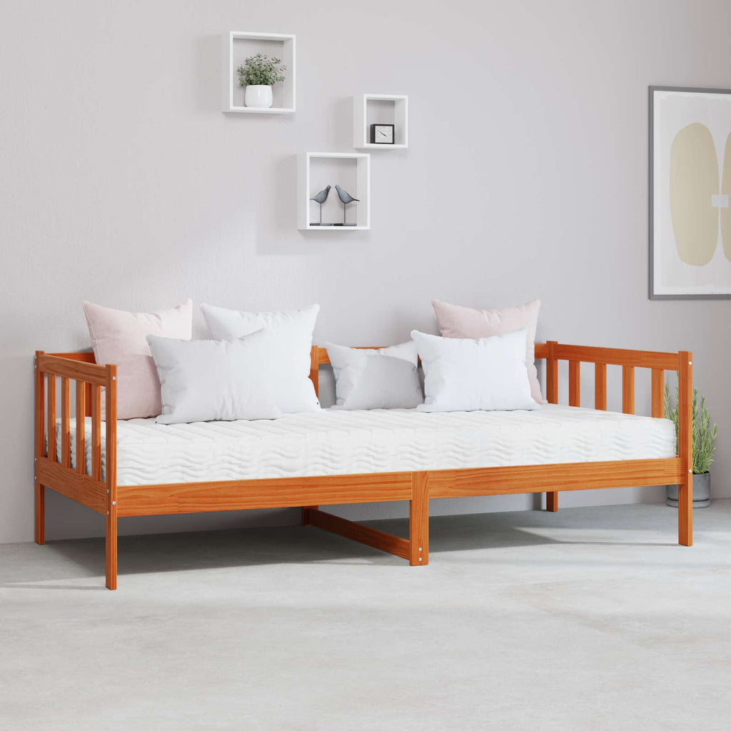 Cama día Madera Encerada Marrón y Blanca 90 x 200 cm